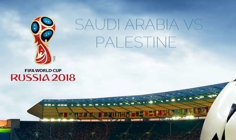 Anuncio del partido de fútbol entre Arabia y Palestina.