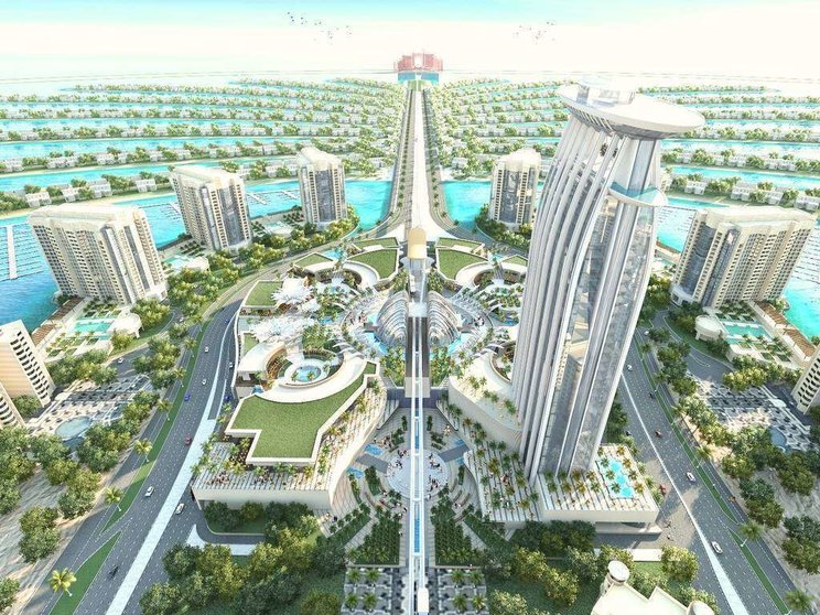 Maqueta del Nakheel Mall con The Palm Tower.