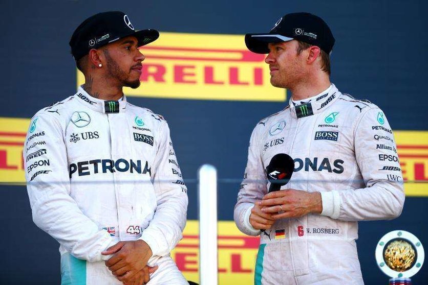 Hamilton y Rosberg los dos pilotos de Mercedes.