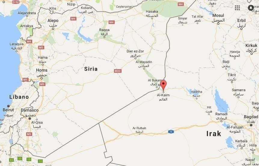 Localización del enclave iraquí de Al Qaim, situado en la frontera con Siria. (Google Map)