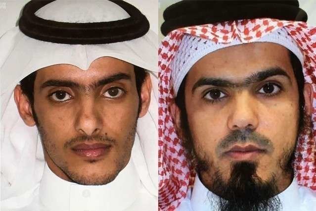 Los dos presuntos terroristas muertos por disparos de las fuerza de seguridad saudíes en Riad. (Saudi Press Agency)