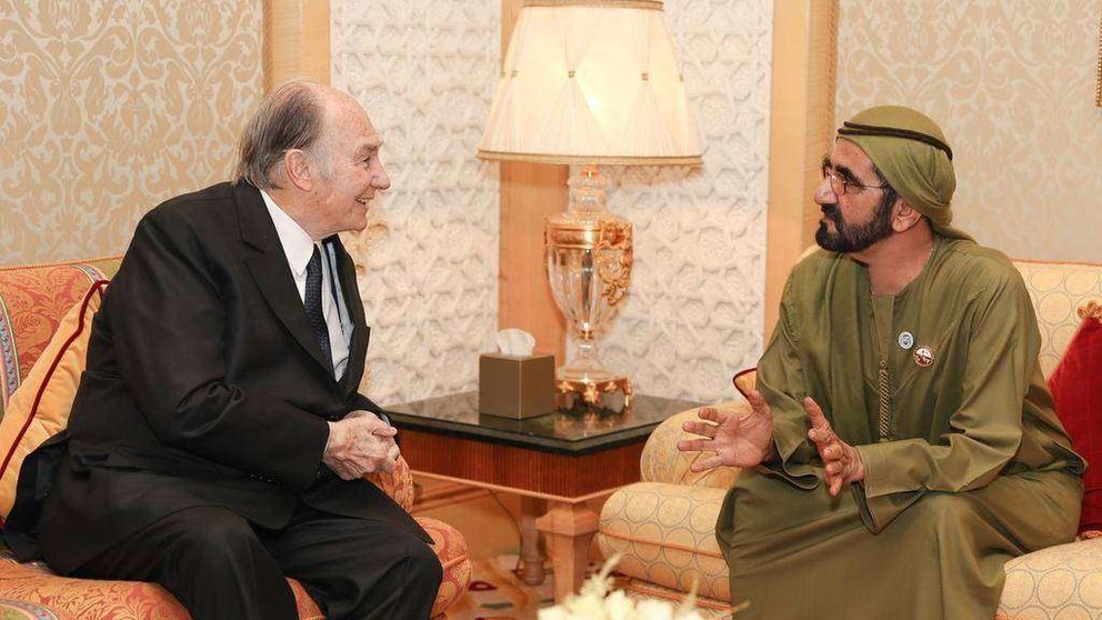 El gobernante de Dubai, jeque Mohammed bin Rashid, recibió a Aga Khan IV, imán de los musulmanes chiítas ismailíes. (WAM)