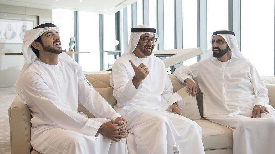 El jeque Hamdan, el príncipe heredero de Abu Dhabi y el gobernante de Dubai.