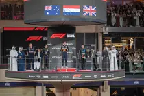 El podio del Gran Premio Fórmula 1 de Abu Dhabi. (WAM)