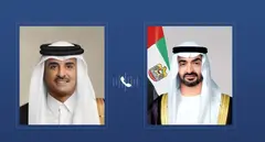 El emir de Qatar y el presidente EAU (derecha). (WAM)