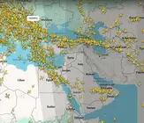 Espacio a&eacute;reo del Golfo Ar&aacute;bigo este s&aacute;bado. (Flightradar 24)