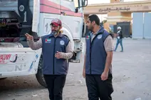 Convoy de ayuda humanitaria de Emiratos &Aacute;rabes Unidos en Gaza. (WAM)