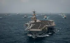 Buques de guerra de la Marina de EEUU en el Estrecho de Ormuz. (Centcom)