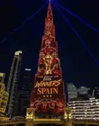 Los campeones espa&ntilde;oles iluminan el Burj Khalifa. (Instagram)