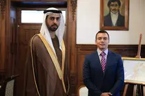 El presidente de Ecuador y el ministro de Estado para la Inteligencia Artificial de Emiratos. (X)