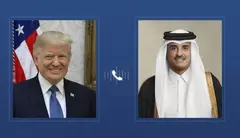 El emir de Qatar junto al presidente de EEUU. (WAM)