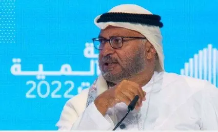 Anwar Gargash durante su participaci&oacute;n en la Cumbre Mundial de Gobierno 2022 en Expo Dubai. (X)