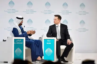 Elon Musk en la cumbre Mundial de Gobiernos 2023. (Dubai Media Office)