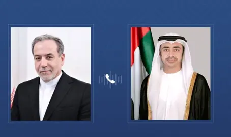 Ministros de Exteriores de Ir&aacute;n y Emiratos &Aacute;rabes. (WAM)