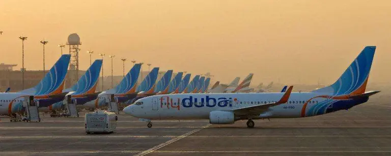 Una imagen de aviones de la aerol&iacute;nea de bajo coste de Dubai.