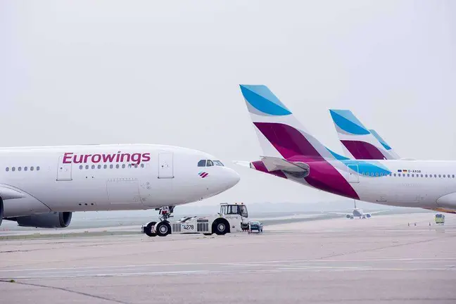 Varios aviones de la operadora Eurowings. (Fuente externa)