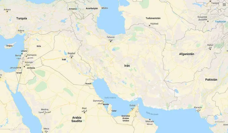 Mapa de la regi&oacute;n de Oriente Medio. (Google Maps)