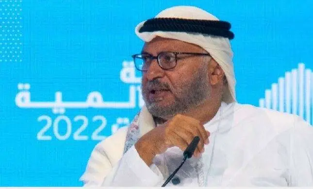 Anwar Gargash durante su participaci&oacute;n en la Cumbre Mundial de Gobierno 2022 en Expo Dubai. (X)