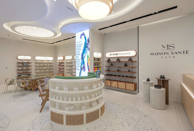 Lounge de Maison Santé, la clínica española en Dubai que atiende el día a día de los residentes para mejorar su salud y bienestar. (EL CORREO)