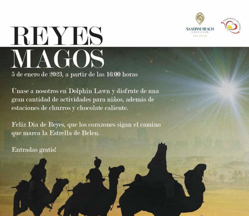 Cartel de la cabalgata de Reyes Magos de Abu Dhabi.