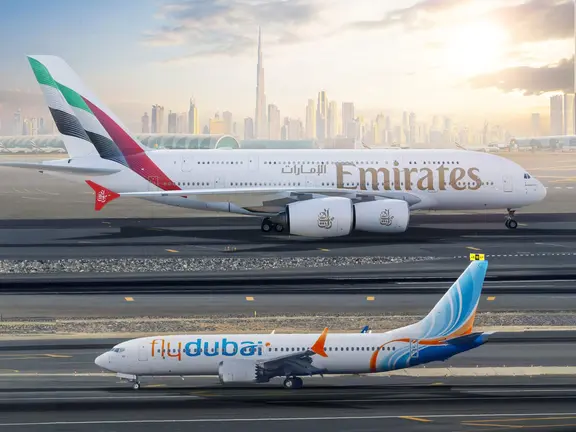Aviones de las aerol&iacute;neas de Dubai. (WAM)