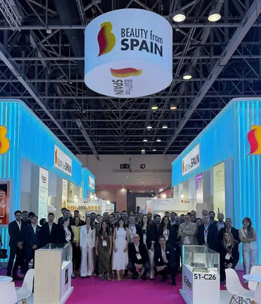 Perspectiva del pabellón de España en la feria Beautyworld Middle East. (Cedida)