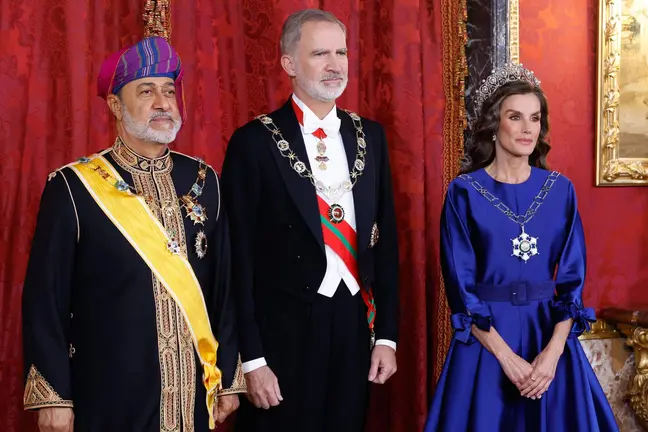 El sultán de Omán durante la cena de gala con los reyes de España. (@casareal)