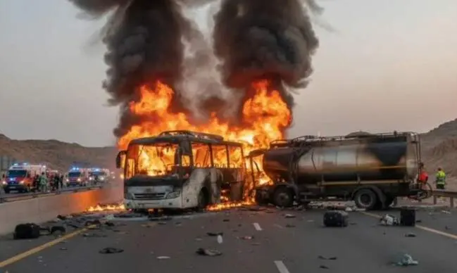 El accidente de autobús tuvo lugar en la carretera La Meca-Medina. (X)