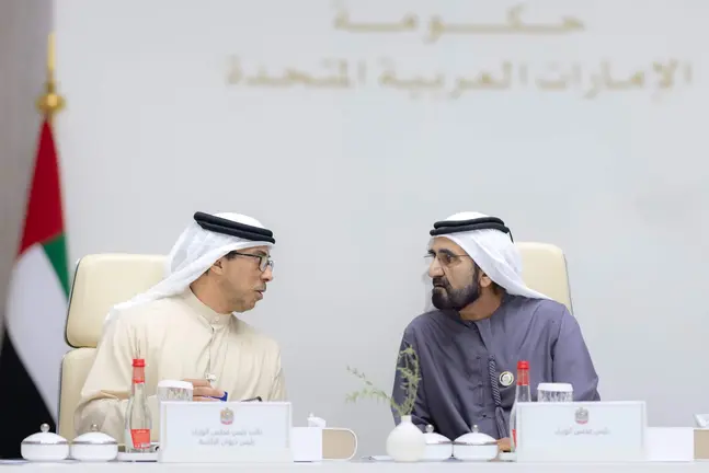 Un momento de la reunión del Gabinete emiratí este miércoles. (Dubai Media Office)