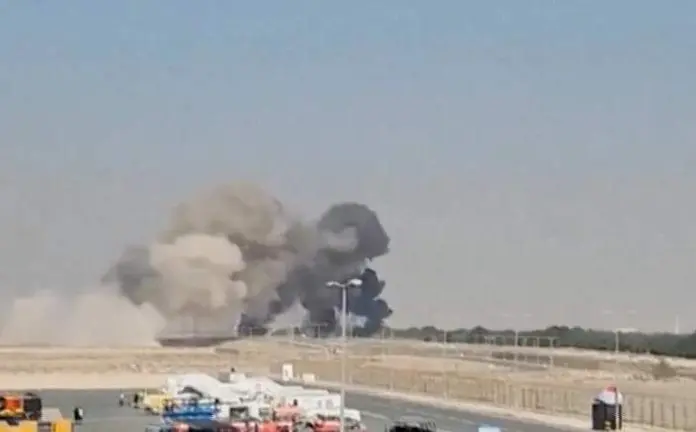 Una imagen del accidente aéreo en Dubai South. (Fuente externa)