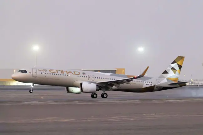 Un avi&oacute;n de Etihad en el aeropuerto de Abu Dhabi. (WAM)