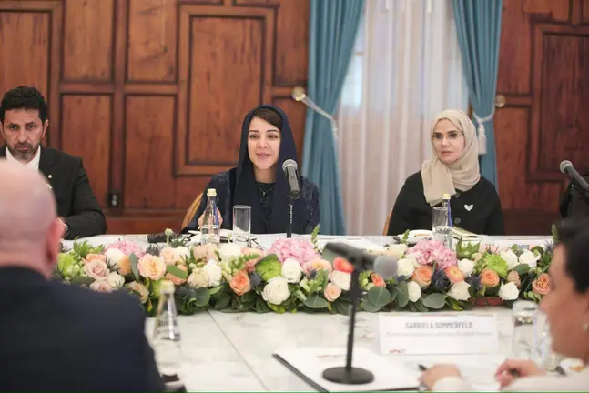 Reem Al Hashimy durante su visita oficial a varios pa&iacute;ses sudamericanos esta semana. (X)