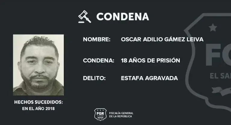 Este fue el anuncio de la condena de la Fiscal&iacute;a General de la Rep&uacute;blica de El Salvador. (X)