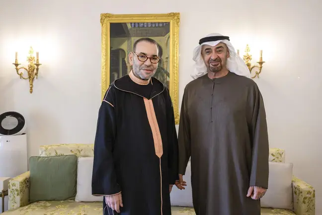 El presidente de EAU y el rey Marruecos. (WAM)
