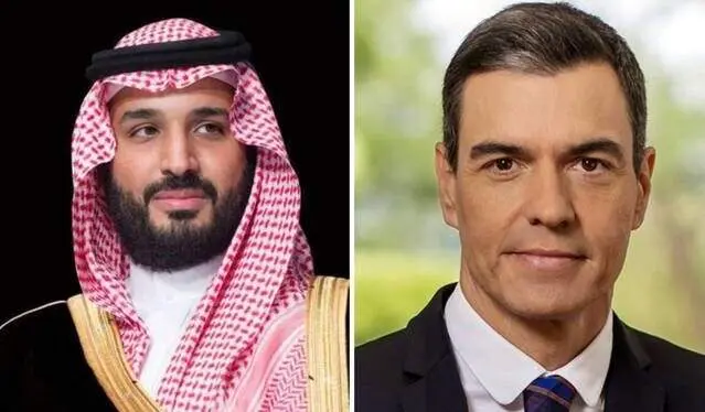 El pr&iacute;ncipe heredero saud&iacute; y el presidente de Espa&ntilde;a. (SPA)