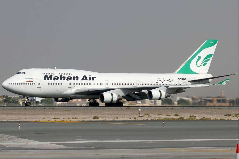 Un boeing 747 de Mahan Air, aerolínea iraní.