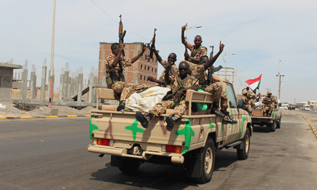 Un grupo de soldados sudaneses en Adén.