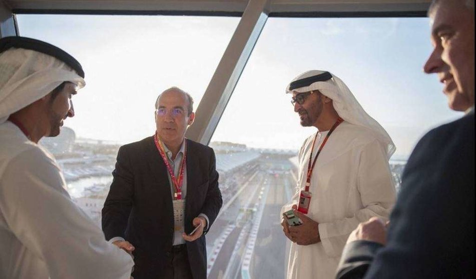 El expresidente de México Felipe Calderón en la Fórmula Uno en Abu Dhabi en 2015.
