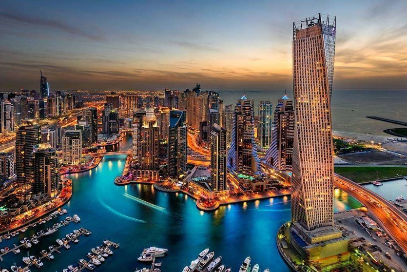 Perspectiva aérea de Dubai Marina.