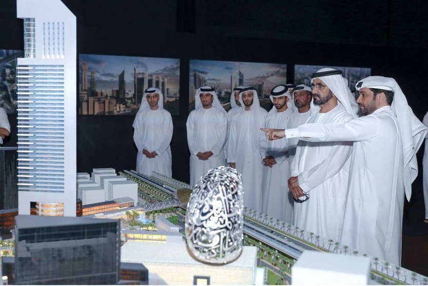 El gobernador de Dubai durante la presentación del nuevo proyecto en el DIFC.
