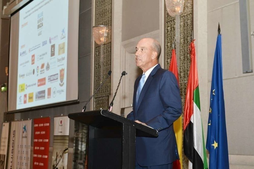 José Eugenio Salarich, durante su intervención en el Día Nacional de España en Emiratos Árabes. (Manaf K. Abbas)