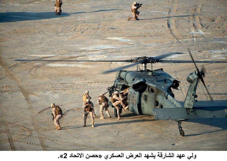 Fuerzas Armadas de EAU en acción en la Union Fortress 2 en Sharjah. 