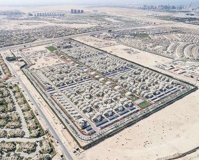 Una imagen aérea de Dubai Sustainable City. 