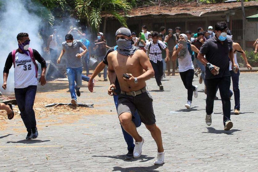 Una imagen de manifestantes en Nicaragua.