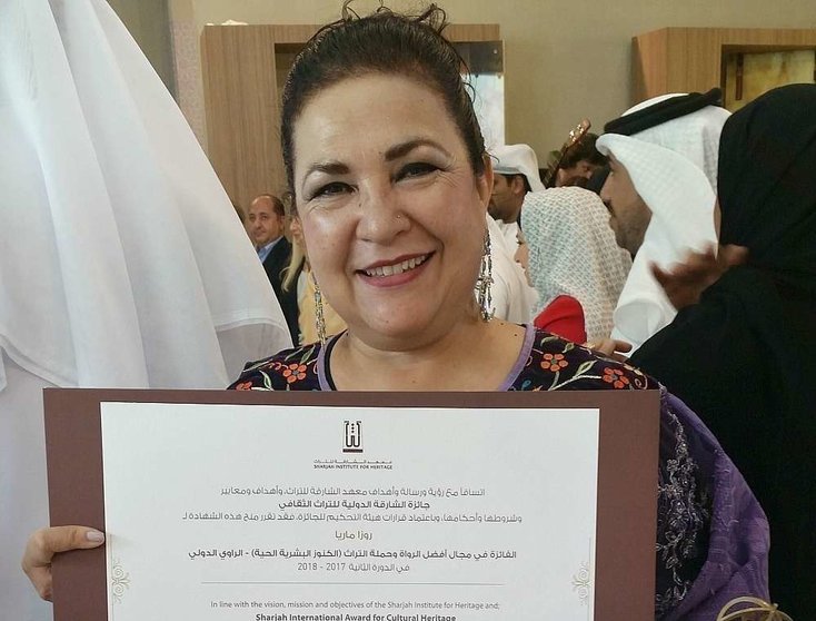 Rosa María Durand Cercas, tras recibir el Premio Internacional de Patrimonio Histórico en Sharjah. (José Luis Gómez)