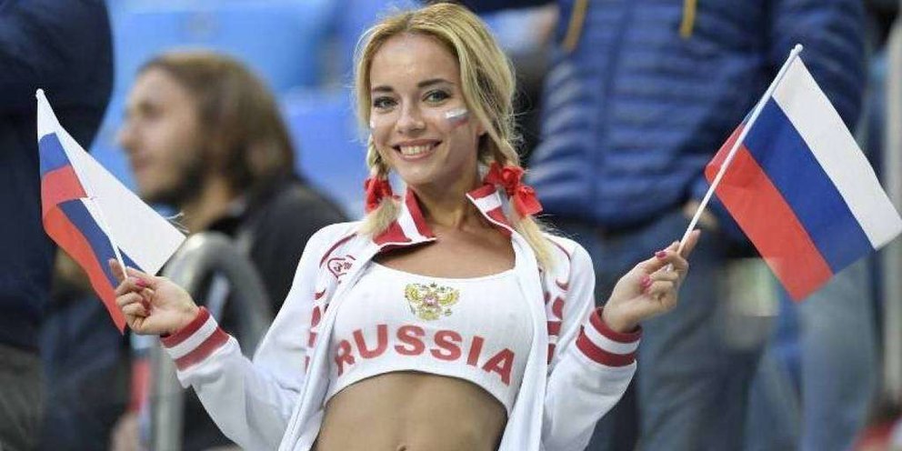 Una aficionada rusa durante el Mundial 2018.