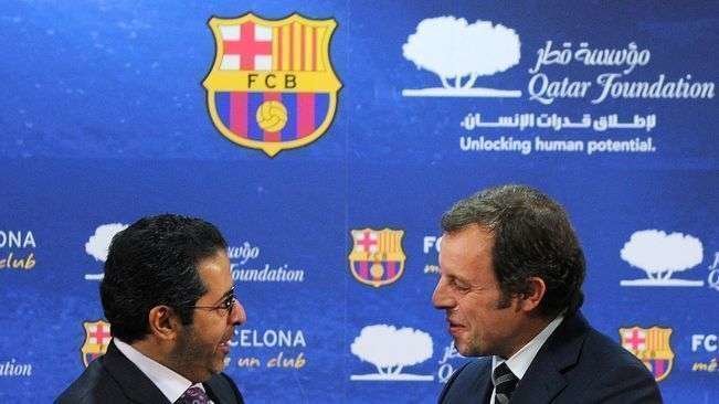 En la imagen de AFP, Sandro Rosell y el presidente de Qatar Sports Investments.