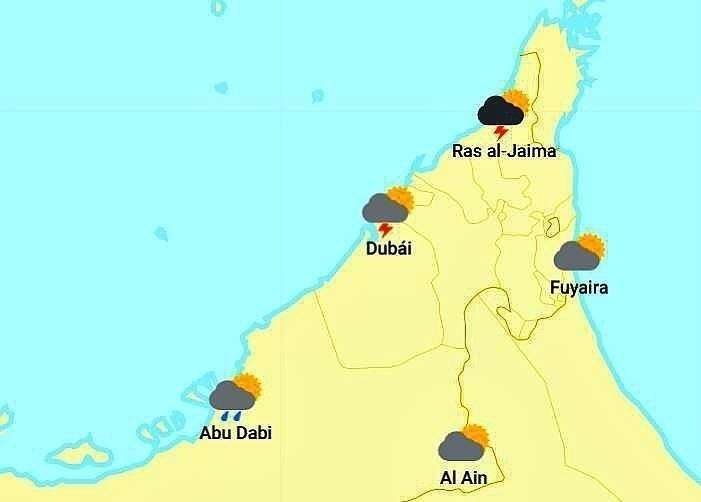 Mapa meteorológico para mañana en Emiratos Árabes de eltiempo.com.