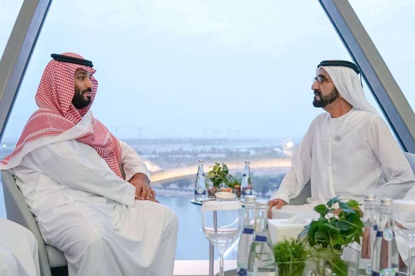 El gobernante de Dubai junto al príncipe heredero de Arabia Saudita en Yas Marina.