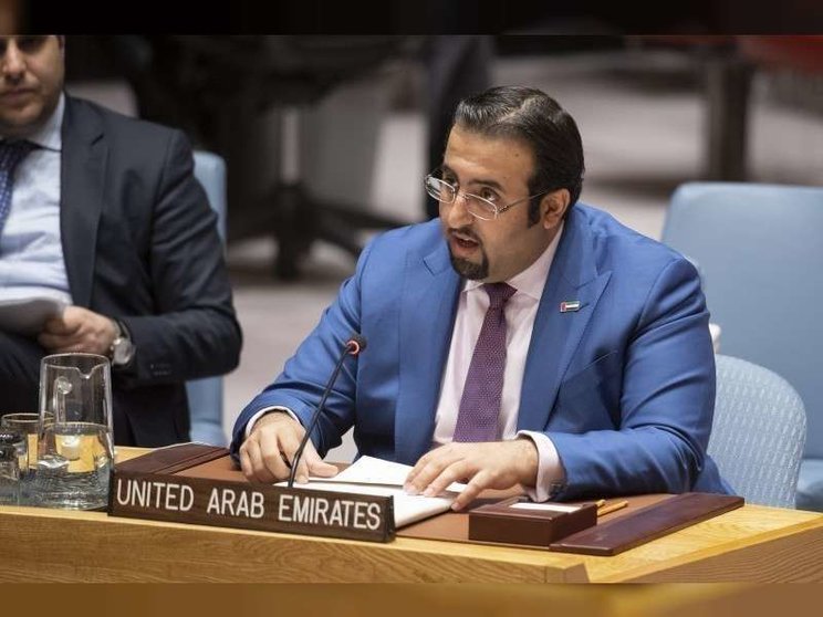 Intervención de Saud Al Shamsi, representante permanente adjunto de Emiratos Árabes Unidos ante la ONU. (WAM)